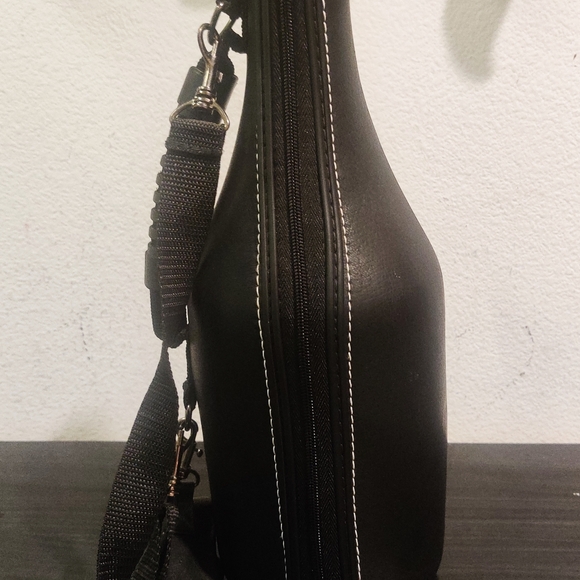 Caddy-O Wine Bottle Carrier Leather Cooler Black Insulated Hand Strap Wine Stop